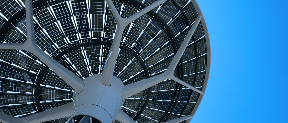 close up of metal structure with blue sky